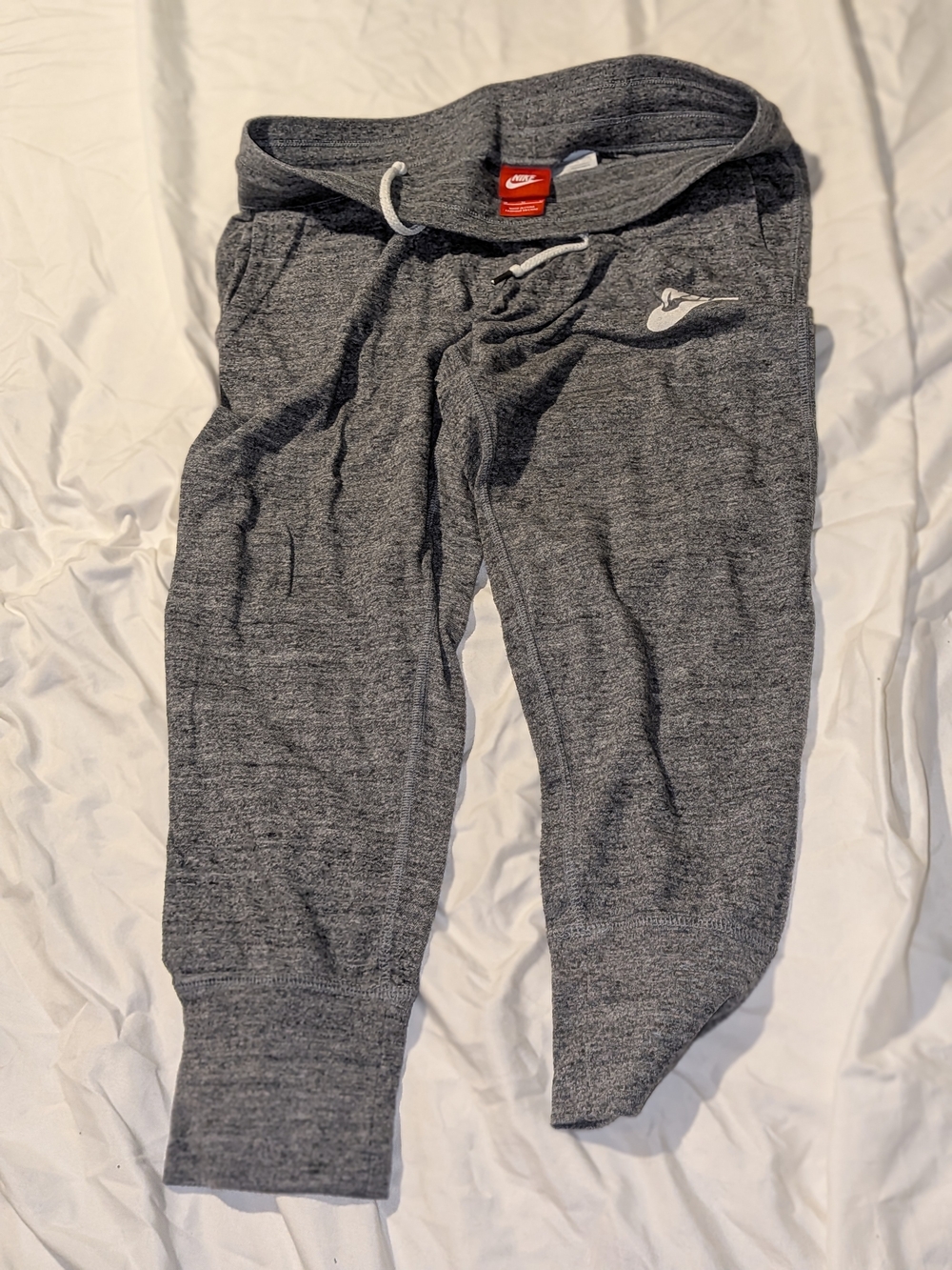 Nike Gray Youth Jogger Pants with White Swoosh